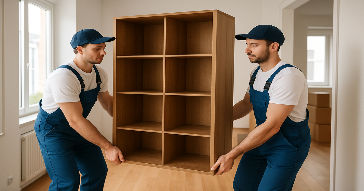 Professionelle Umzugshelfer in Darmstadt tragen Möbel